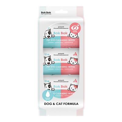 Bok Bok Pet Eye Cleaning Wipes, Safe around the eyes, Help remove tear stains (3pacs/pouch)