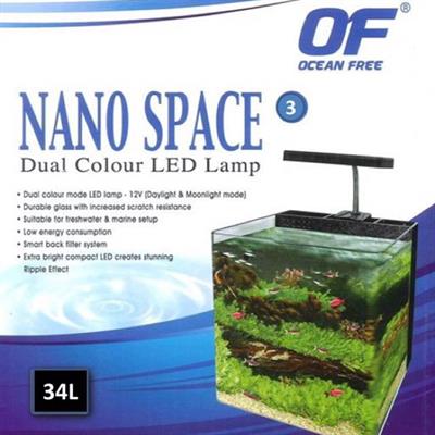OF Nano Space 3 ชุดตู้ปลา มีไฟ LED และ ระบบกรองครบพร้อมเลี้ยง สำหรับทั้งน้ำจืด และน้ำทะเล (34L)