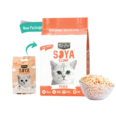 Kit Cat Soya Clump ทรายแมวเต้าหู้ กลิ่น พีช ธรรมชาติ 100% เก็บกลิ่นไว ไร้ฝุ่น ทิ้งชักโครกได้ (7L.)