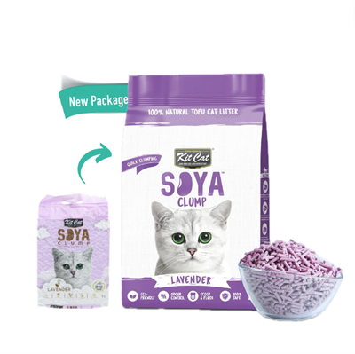 Kit Cat Soya Clump ทรายแมวเต้าหู้ กลิ่น ลาเวนเดอร์ ธรรมชาติ 100% เก็บกลิ่นไว ไร้ฝุ่น ทิ้งชักโครกได้ (7L.)