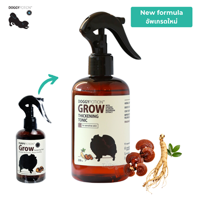 (สูตรใหม่) Puppy Potion สเปรย์บำรุงขนสุนัข สูตร Grow สารสกัดจากโสม ฟื้นฟูรากขน ลดขนร่วง กระตุ้นเกิดขนใหม่ (250ml)
