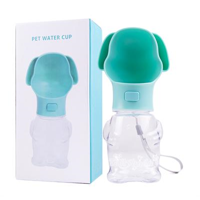Pet Water Cup ขวดน้ำแบบพกพา มีตัวล็อกกันน้ำหก รูปสุนัข (สีฟ้าเขียว) (250ml)