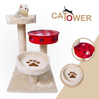 Go Pet Shop Cat Tree for Cat Scratch an Play, Luxury (Cream) (SF-053)