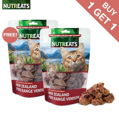 1Free1!! NUTREATS FREE RANGE VENISON นูทรีทส์ เนื้อกวาง ขนมแมวพรีเมี่ยมเพื่อสุขภาพ คลอเรสเตอรอลต่ำ (50g)