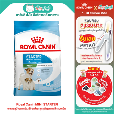 Royal Canin MINI STARTER อาหารสุนัขขนาดจิ๋ว/เล็ก(แม่และลูกสุนัข)ขนาดเล็กแบบเม็ด(1kg,3kg,8.5kg,16kg)