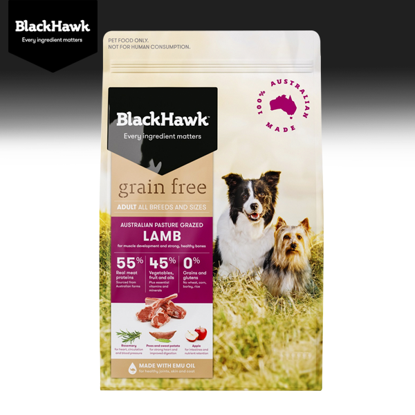 BlackHawk (Grain-Free) Lamb อาหารสุนัขโฮลิสติก สูตรเนื้อแกะ สำหรับสุนัขผิวแพ้ง่าย เสริมสร้างกล้ามเนื