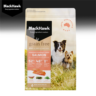 BlackHawk (Grain-Free) Salmon อาหารสุนัขโฮลิสติก สูตรปลาแซลมอน สำหรับสุนัขผิวแพ้ง่าย ความน่ากินสูง