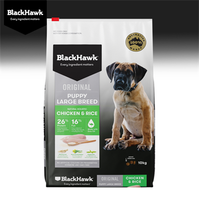 BlackHawk (Original) Dog Large Breed puppy อาหารลูกสุนัขพันธุ์ใหญ่ สูตรไก่และข้าว (10kg, 20kg)