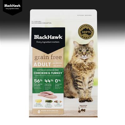 BlackHawk (Grain-Free) Cat Adult อาหารแมวโต สูตรไก่และไก่งวง บำรุงขน ลดการอักเสบ ลดกลิ่นมูล สำหรับแมวเลี้ยงในบ้าน