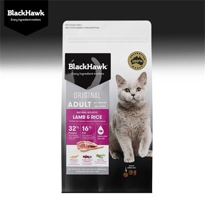 BlackHawk (Original) Cat Adult อาหารแมวโตโฮลิสติก สูตรแกะออสเตรเลียและข้าว เสริมสร้างกล้ามเนื้อ