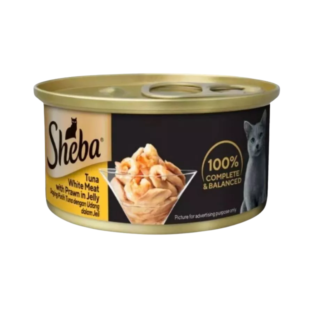 ชีบา ดีลักซ์ อาหารแมวชนิดเปียก รสทูน่าและกุ้งในน้ำเจลลี่ (85g)