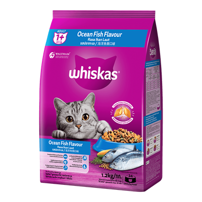 Whiskas Ocean Fish วิสกัส อาหารแมวชนิดเม็ด รสปลาทะเล  (1.2kg , 3 kg, 7kg , 20kg)