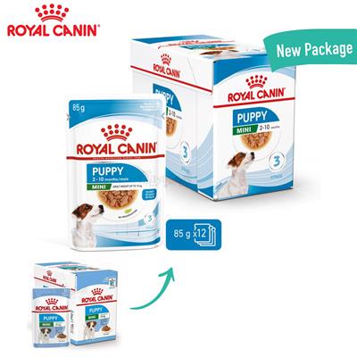 Royal Canin Mini Puppy อาหารเปียก ชิ้นเนื้อในน้ำเกรวี่ สำหรับลูกสุนัข พันธุ์เล็ก (85g)