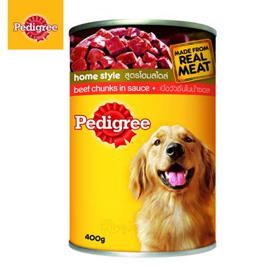 เพดดีกรี Pedigree - อาหารเปียกสุนัขแบบกระป๋อง รสเนื้อวัวชิ้นในน้ำซอส (400g)