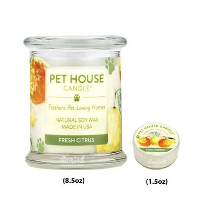 Pet House Candle - Fresh Citrus เทียนหอม ซอย แวกซ์ กำจัดกลิ่นฉี่/กลิ่นสาป สัตว์เลี้ยง ปลอดภัยสำหรับสัตว์และเด็ก