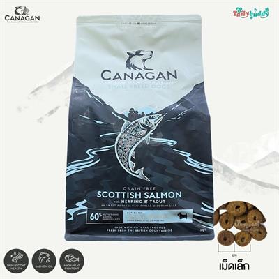 Canagan Scottish Salmon for Small Dogs คานาแกน สคอททิช แซลมอน อาหารสุนัขพันธุ์เล็กทุกช่วงวัย (เม็ดเล็ก) เพื่อสุขภาพ ลดการเป็นนิ่ว ลดความเครียด
