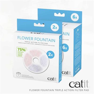 Catit Triple Action Fountain Filter แผ่นกรองสำหรับน้ำพุแมว (2แพ็ค , 6แพ็ค)