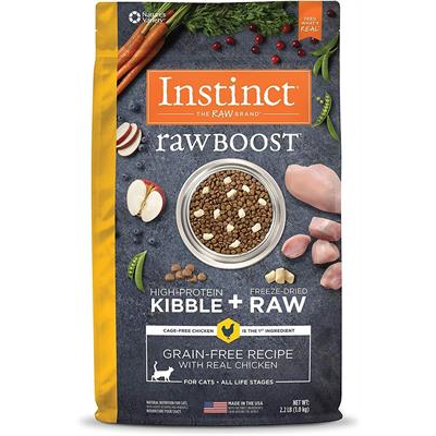 Instinct Raw Boost Chicken Cats อาหารแมว อินสติงต์ รอว์บูส ชิคเค่น สูตรสำหรับสัตว์เลี้ยงช่างเลือก (2.2kg)