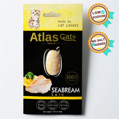 Atlas แอทลาส แคท ลอยน์ เนื้อปลาทรายแดง เต็มชิ้นจากธรรมชาติแท้ 100% (Seabream Loin) (30g)