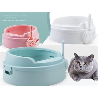 Cat Litter box ห้องน้ำแมววงกลมสีหวาน + ที่ตักลายหัวใจ (สีเขียว, สีชมพู, สีขาว)