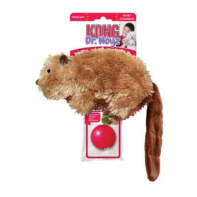 KONG Dr. Noyz Beaver - ตุ๊กตาบีเวอร์สีน้ำตาลนุ่ม ของเล่นสำหรับสุนัข มีเสียงร้องเวลากัด