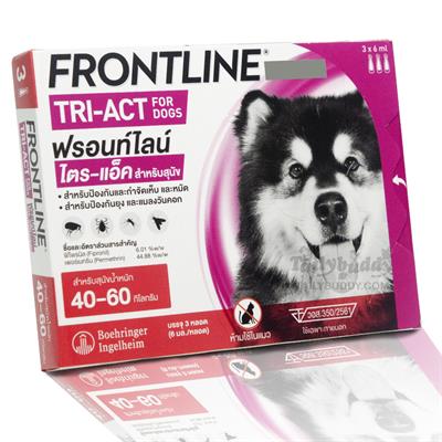 Frontline Tri-Act ไล่และกำจัดเห็บ หมัด ยุง แมลงวันคอก สำหรับสุนัข นน. 40-60kg (XL) (3หลอด)