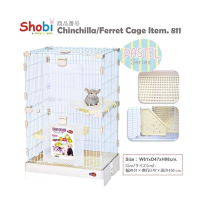 (Pre-Order) Shobi A tall chinchilla ferret with a mezzanine floor. With wheels and pull-out tray (Beige/Cream) (811)