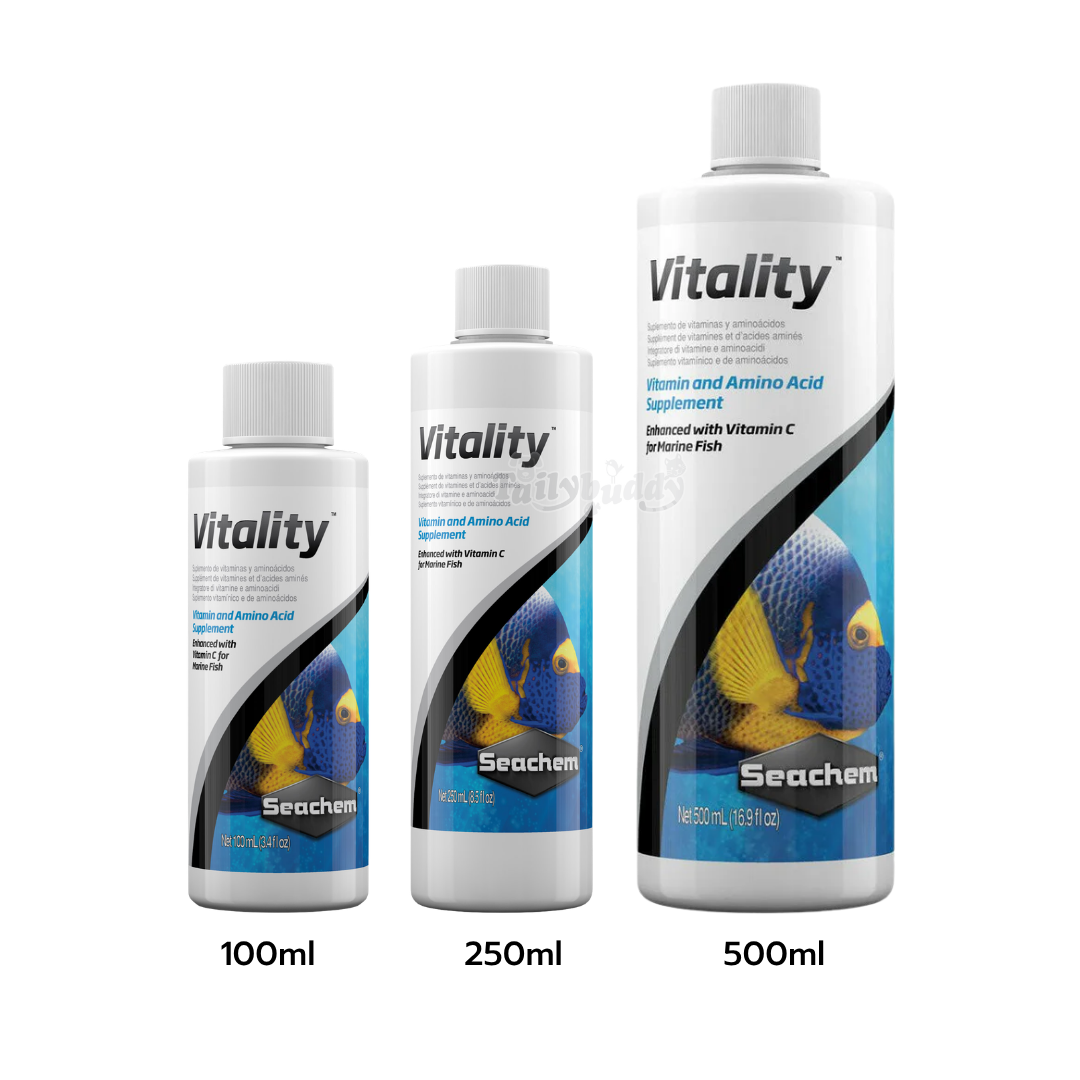 Seachem Vitality - Vitamin and amino acid supplement Enhanced with Vitamin C for marine fish