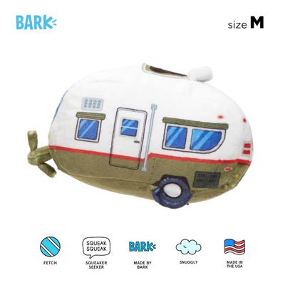 Bark Hairstream Trailer - ตุ๊กตาทรงรถบ้านพ่วง ของเล่นสุนัข นุ่มฟู ทนทาน มีเสียงร้องเวลากัด (M - medium)