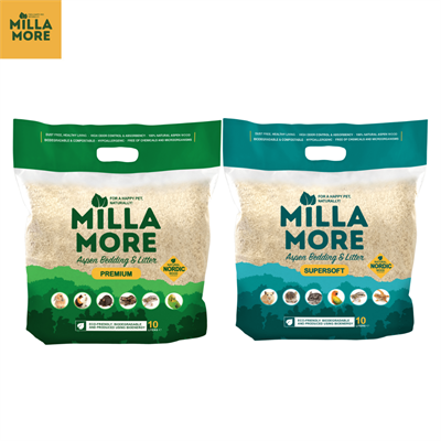 MILLAMORE Premium & Supersoft bedding, dust-free, made from natural nordic aspen wood, excellent absorbency and odour control