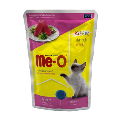 MeO มีโอ  อาหารแมวชนิดเปียกสำหรับลูกแมวทุกสายพันธุ์ สูตรปลาทูน่า Tuna (80g)