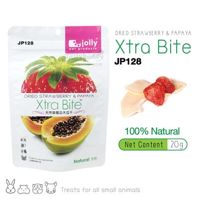 Jolly Xtra Bite Dried Strawberry&Papaya สตรอว์เบอร์รี่และมะละกอ อบแห้ง สำหรับ กระต่าย แกสบี้ หนูแฮมสเตอร์ ชินชิล่า (20g) (JP128)
