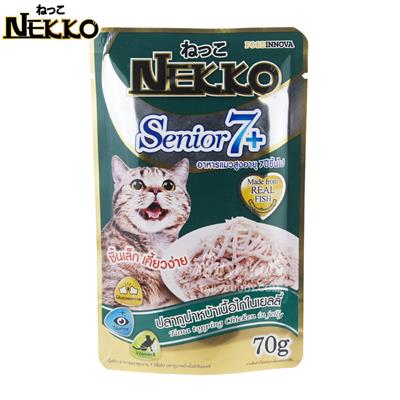 Nekko Senior7+ เน็กโกะอาหารเปียกแมวสูงอายุ 7 ปี ขึ้นไป สูตร ปลาทูน่าหน้าเนื้อไก่ในเยลลี่ (70g)