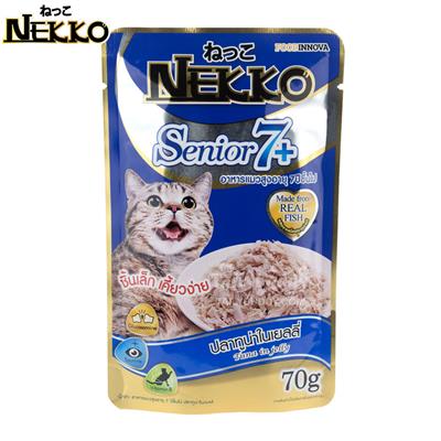 Nekko Senior7+ เน็กโกะอาหารเปียกแมวสูงอายุ 7 ปี ขึ้นไป สูตร ปลาทูน่าในเยลลี่ (70g)