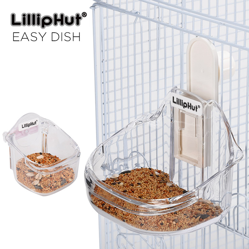 Lilliphut Easy Dish ชามอาหารนกและสัตว์เล็ก ทรงโค้งมน ดูพรีเมียม ผลิตจากพลาสติกใส คุณภาพดี ใช้กับกรงได้ทุกประเภท (Sanko)