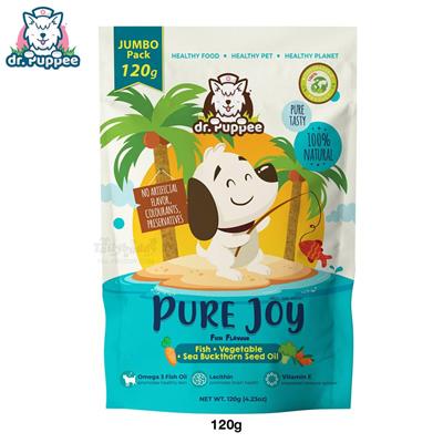 1 Free 1 (Exp: 18/02/2023) PURE Joy Fish ขนมเพียวจอย ขนมสุนัขเพื่อสุขภาพ สูตรปลา และผัก 3 สี บำรุงขน ลดการอักเสบของผิวหนัง (120g) by dr.Puppee