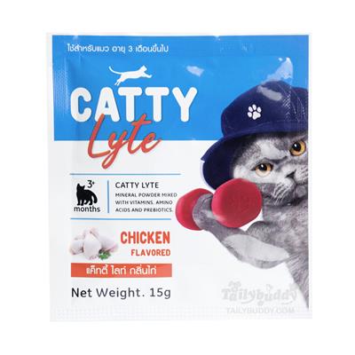 CATTY Lyte แคทกี้ ไลท์ กลิ่นไก่ เกลือแร่ผสมวิตามิน ชนิดผงละลายน้ำ สำหรับแมว (15g)
