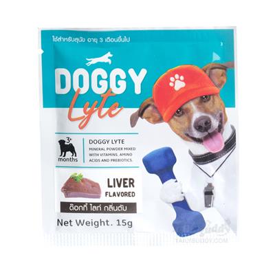DOGGY Lyte ด๊อกกี้ ไลท์ กลิ่นตับ เกลือแร่ผสมวิตามิน ชนิดผงละลายน้ำ สำหรับสุนัข (15g)