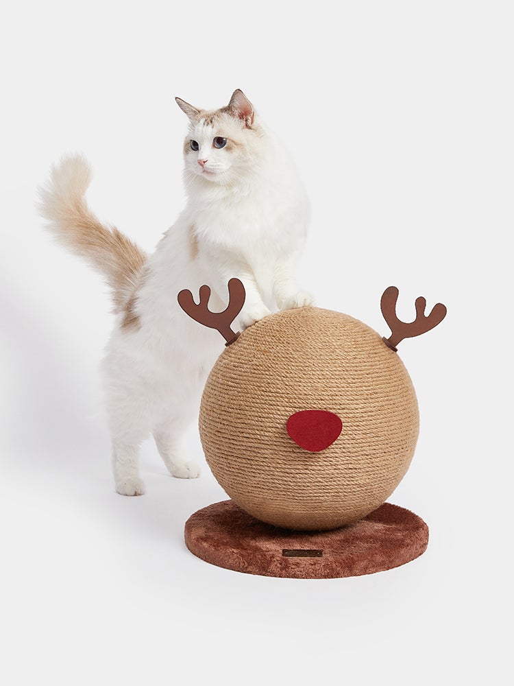 VETRESKA Reindeer Cat Scratching Ball แท่นลับเล็บสำหรับแมว ทรงกวางเรนเดียร์ น่ารัก ทำจากวัสดุอย่างดี ใช้งานทนทาน