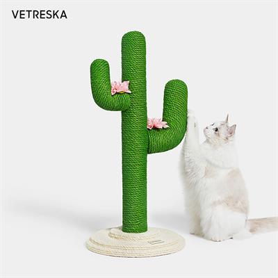 VETRESKA Oasis Cactus Cat Tree คอนโดแมวทรงต้นกระบองเพชร ทำจากเชือกปอย้อมสีธรรมชาติ แข็งแรง ตกแต่งบ้านได้สวย (80cm)
