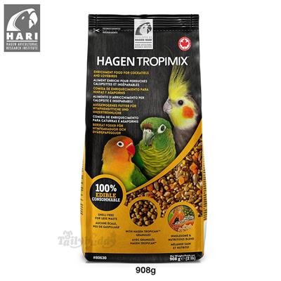 HAGEN Tropimix Lovebird/Cockatiel อาหารนก เลิฟเบิร์ด ค็อกคาเทล ฟอพัส สูตรสมดุล สุขภาพดี อาหารเม็ดผสมธัญพืชและผลไม้ (908g)