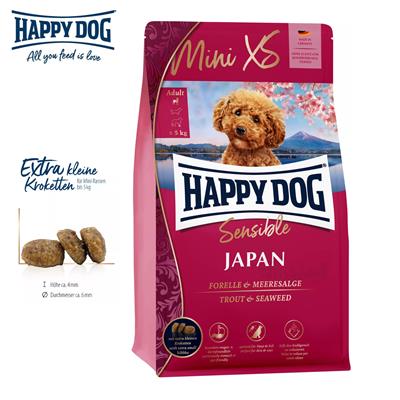 Happy Dog Sensible Japan อาหารสุนัขโต พันธุ์เล็ก สูตรปลาเทราต์ และสาหร่าย (เม็ดเล็ก) (300g, 1.3kg)