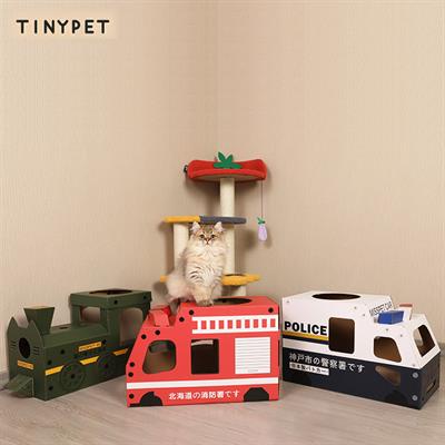 TINYPET Vehicle Set บ้านกล่องแมว ลังกระดาษรูปทรงรถไฟ รถดับเพลิง รถตำรวจ สำหรับลับเล็บแมว หรือเป็นที่
