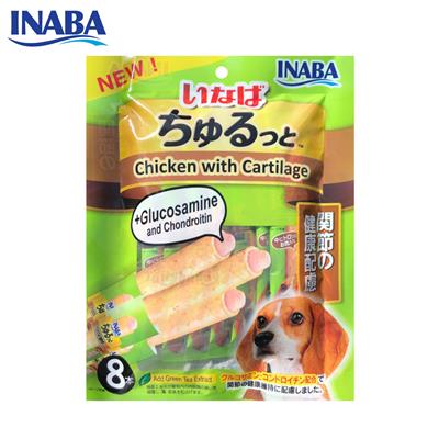 INABA ชูหรุโตะ ขนมสุนัข สติ๊กแท่งสอดไส้ครีมสุนัขเลีย รสไก่กับกระดูกอ่อน ช่วยบำรุงข้อ (8ชิ้น) (DS-73)