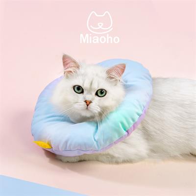Miaoho Rainbow Collar เมี๊ยวโฮ ปลอกคอแมวกันเลีย สีรุ้ง สีเฉดสดใส สวย นุ่ม ใส่สบาย ป้องกันแมวเลียแผล