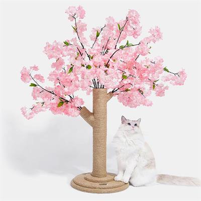 VETRESKA Cherry Blossom Cat Tree คอนโดแมวทรงต้นซากุระ ทำจากเชือกปอธรรมชาติ ประดับดอกซากุระ แข็งแรง ตกแต่งบ้านได้สวย