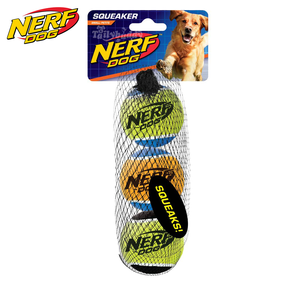 Nerf Dog (Small) Squeak Tennis Balls ของเล่นสุนัข ลูกบอลเทนนิส ทนทาน มีเสียงเมื่อกัด ใช้กับปืนยิงบอลได้ (แพ็ค 3ลูก)