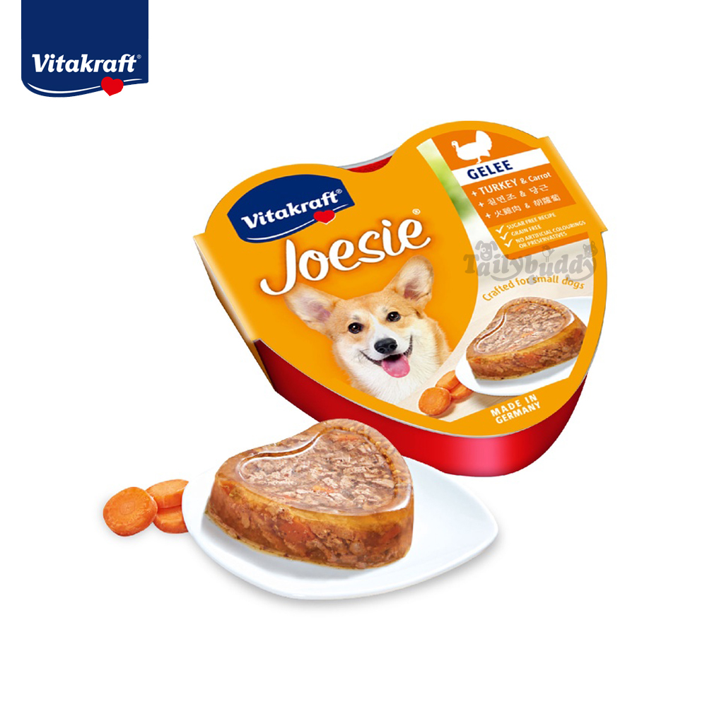 Vitakraft Joesie Turkey & Carrots อาหารเปียกสุนัข โจซี่ ไก่งวงและแครอทในเยลลี่ สำหรับสุนัขพันธุ์เล็ก (85g)
