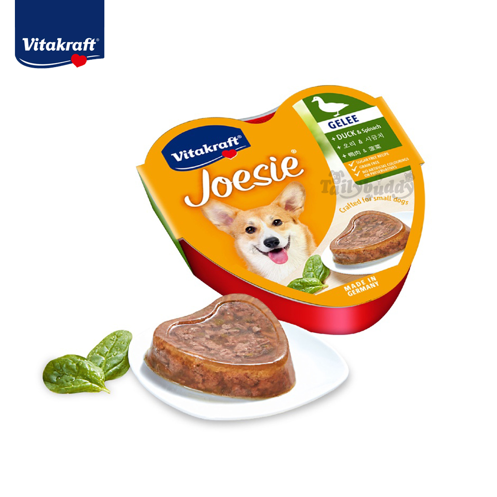 Vitakraft Joesie Duck & Spinach อาหารเปียกสุนัข โจซี่ เป็ดและผักโขมในเยลลี่ สำหรับสุนัขพันธุ์เล็ก (85g)