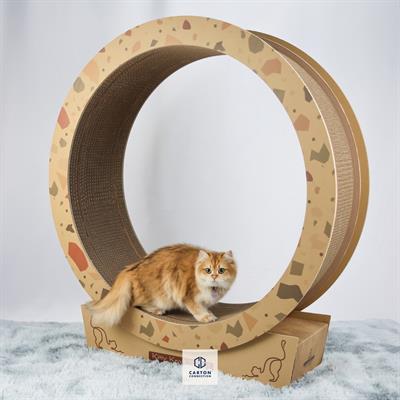 Carton Connection Kitty Kraft Wheel ลู่วิ่งแมว วงล้อวิ่งแมวพรีเมี่ยม ทำจากไม้ MDF และกระดาษลูกฟูกหนาอย่างดี (M, L)